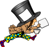 Mad Hatter With Blank Label And Blank Paper Clip Art